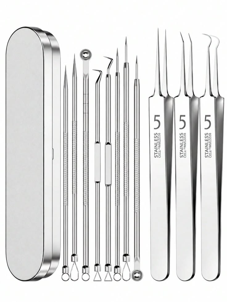 Set Sacacomedones Profesional 11 Piezas en Acero Inoxidable